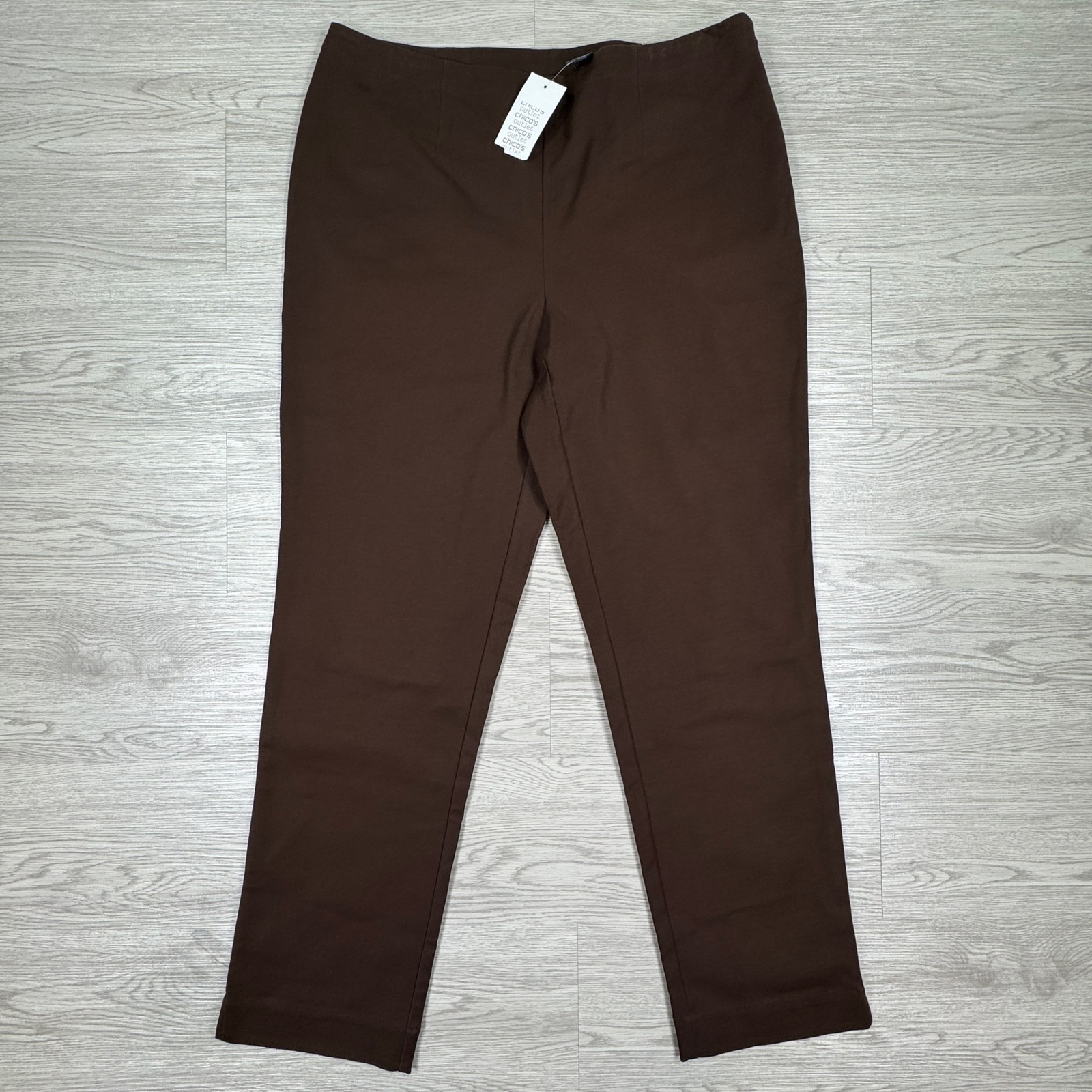 Chico's Women's Pants Cape Cotton Taper Brown Size 1 Nwt Stretch Side Zip